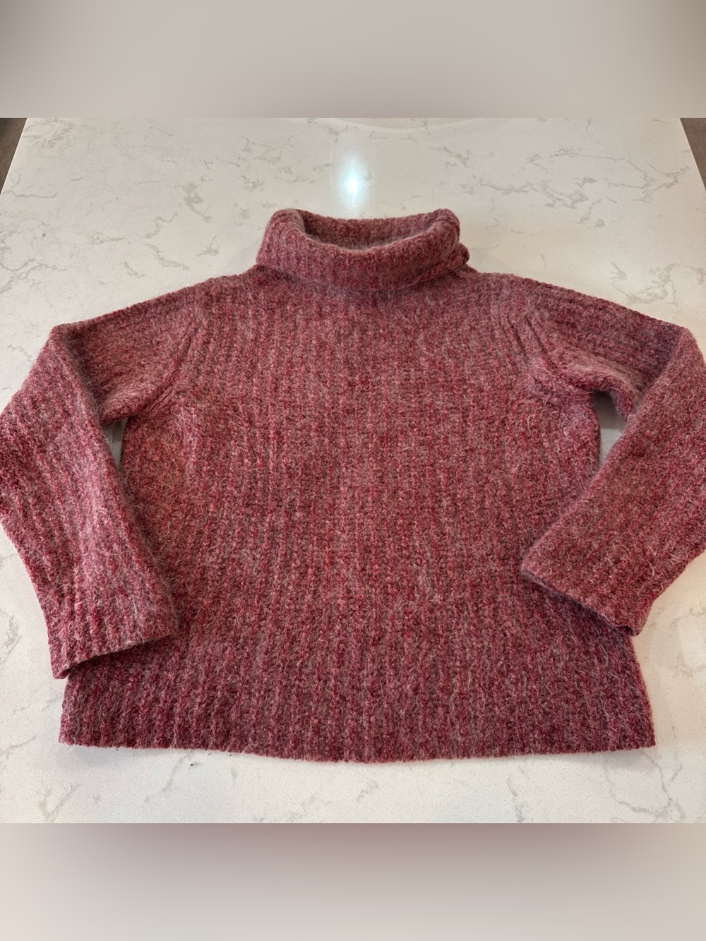 Margaret O’Leary Cozy Turtleneck Sweater in Rose Red mohair wool size 2